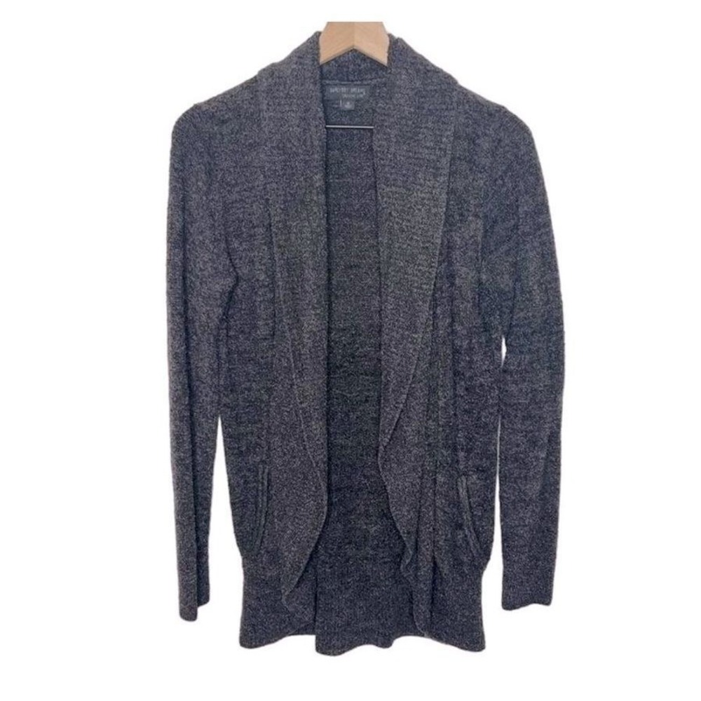 Barefoot Dreams CozyChic Lite Cardigan Charcoal Grey Open Front Shawl Collar 452